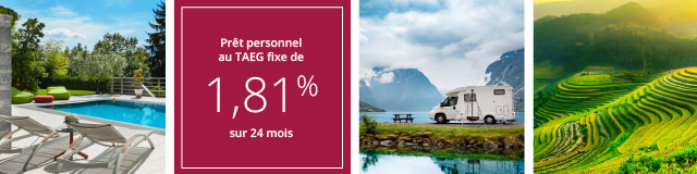 Pr&ecirc;t personnel au TAEG fixe de 1,81 % sur 24 mois